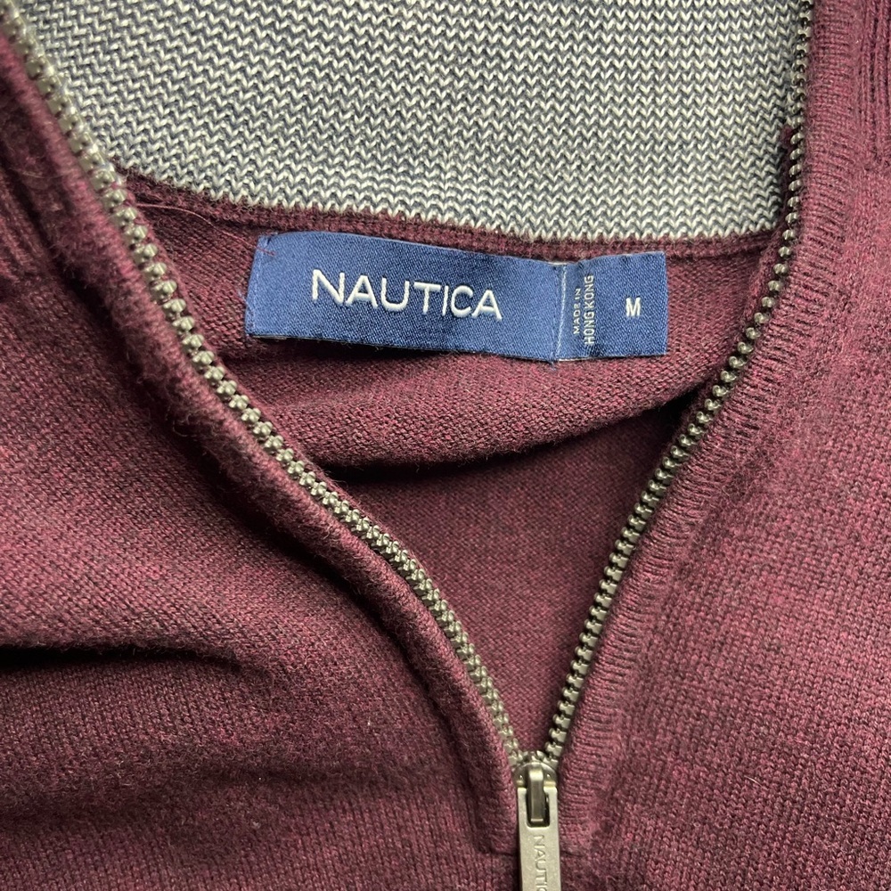 ⚡️Nautica Men's Burgundy Zip-Up Sweater Size Medium - Picture 3 of 3